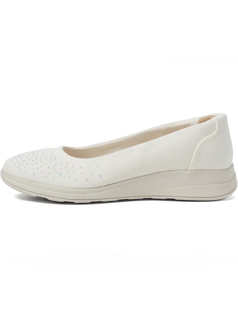 BZees Golden Bright Slip On shoes in White - size 7 1/2 W -sparkly & lightweight